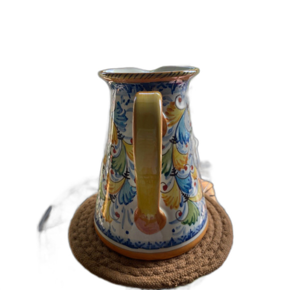 Orvieto Hand Painted Pitcher with Red Fleur De Lis Design - Picture 3 of 10